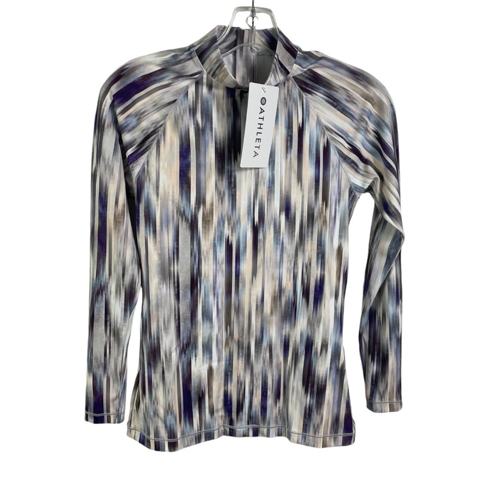 NWT Athleta North Point Rashguard Grey Abstract - Picture 2 of 4